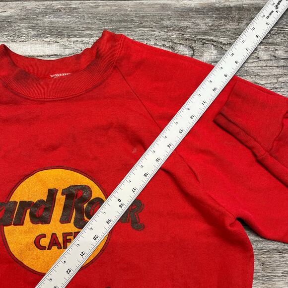 Vintage 90s Hard Rock Cafe Los Angeles Red Mens Small Crewneck Sweatshirt USA‎ - Picture 7 of 10